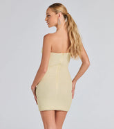 Strapless Bodycon Beaded Mesh Mini Dress