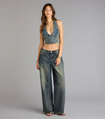 Front Row Fierce Denim Crop Top