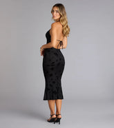 Backless Midi Dress with Garden Theme