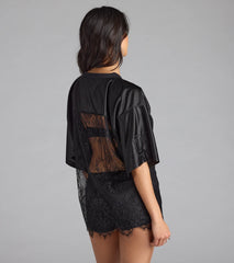 Stylish Lace V Neck Graphic Jersey Sports Top