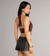 Party Cropped Rhinestone Halter Top