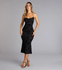 Backless Midi Dress with Garden Theme