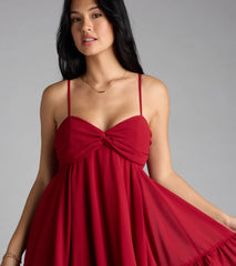 Charming Tie Back Chiffon Babydoll Dress