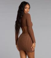 Open Back Cable Knit Mini Dress