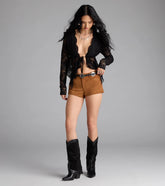 Wild Times Mid-Rise Faux Suede Hot Shorts