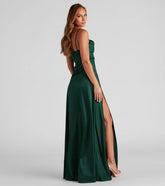 Formal Satin Cowl Neck Dress