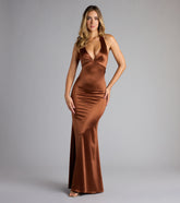 Eloise Satin V-Neck Halter Mermaid Formal Dress