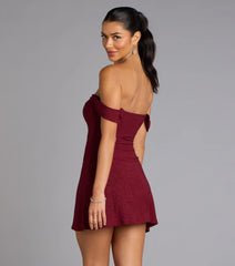 Classic Glitter Knit Off-the-Shoulder Mini Dress