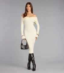 Seasons Favorite Off-The-Shoulder Midi Dress