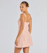 Sequin Beaded Lace A Line Mini Dress