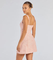 Sequin Beaded Lace A Line Mini Dress
