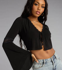 Whisper Lace Tie Front Top