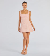 Sequin Beaded Lace A Line Mini Dress