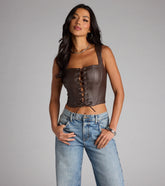 No Rules Just Looks Lace-Up Corset Top