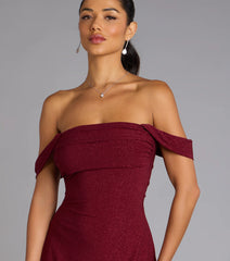 Classic Glitter Knit Off-the-Shoulder Mini Dress
