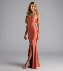 Strapless Slit Mermaid Formal Dress