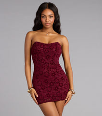 Wine And Roses Lace Mini Dress