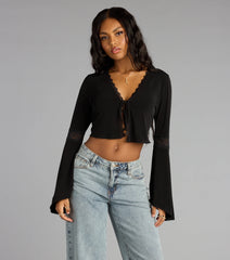 Whisper Lace Tie Front Top
