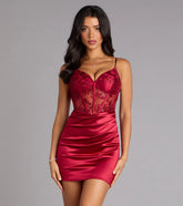 Alaia Floral Embroidered Satin Mini Dress