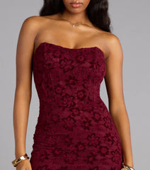 Wine And Roses Lace Mini Dress