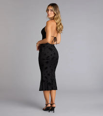 Backless Midi Dress with Garden Theme