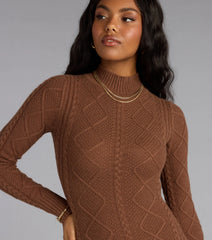 Open Back Cable Knit Mini Dress