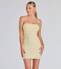 Strapless Bodycon Beaded Mesh Mini Dress