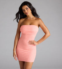 Strapless Bodycon Beaded Mesh Mini Dress