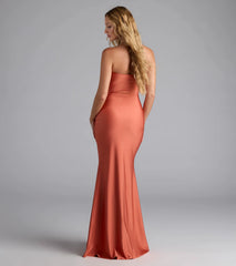 Strapless Slit Mermaid Formal Dress