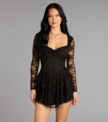 Forever Yours Lace Long Sleeve Skater Dress