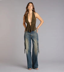 Bold Plunge Cutout Halter Top