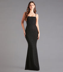 Gwendolyn Glitter Knit Bow-Back Mermaid Dress