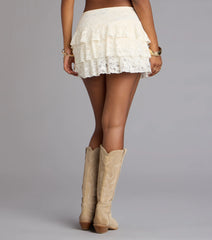 Charming Allure Drop Waist Tiered Lace Skort