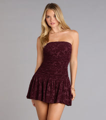 Flirty Nights Flocked Floral Velvet Skater Dress