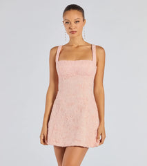 Sequin Beaded Lace A Line Mini Dress
