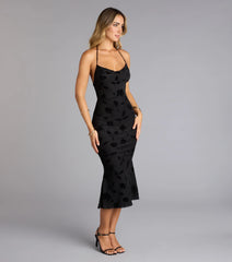 Backless Midi Dress with Garden Theme