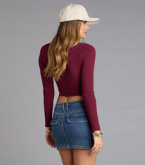 Daily Long Sleeve Zip-Up Cropped Top