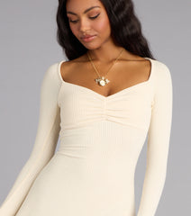 Autumn Knit Long Sleeve Mini Dress