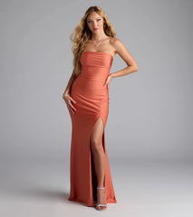 Strapless Slit Mermaid Formal Dress
