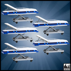 Set of 5 Blue and White Deluxe Moving Stretchers for WWE & AEW Wrestling Action Figures